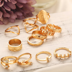 Opulence Gold Medallion Ring Set - 13 Pieces