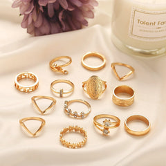 Opulence Gold Medallion Ring Set - 13 Pieces