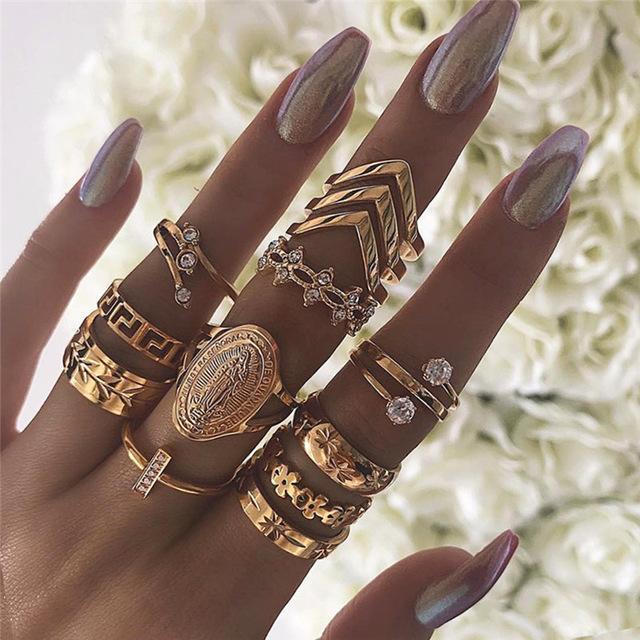 Opulence Gold Medallion Ring Set - 13 Pieces