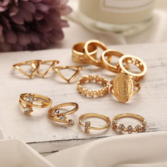 Opulence Gold Medallion Ring Set - 13 Pieces