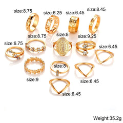 Opulence Gold Medallion Ring Set - 13 Pieces